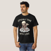 T-shirt Officially Done With Love Skeleton Cupid Design (Devant entier)