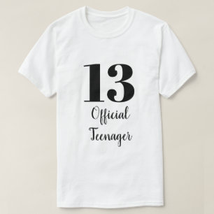 T-shirt Officielle Adolescent 13e Anniversaire Noir Blanc 