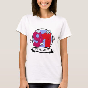 T-shirt Officiellement bannière de 91 anniversaires