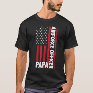 T-shirt Officier de l'aviation Papa American Flag Fête des