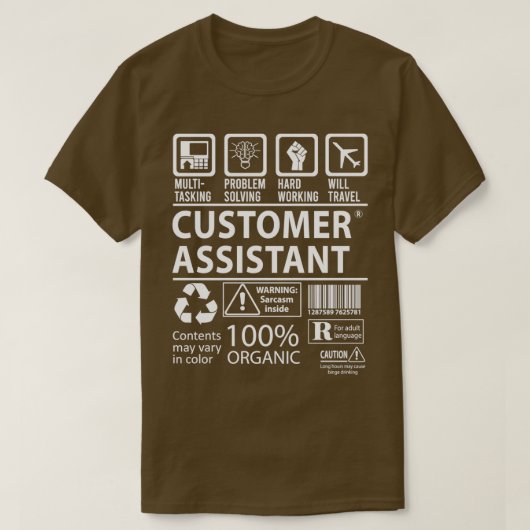 T-shirt Offre d'emploi certifiée multitâche de l'assistant (Design devant)