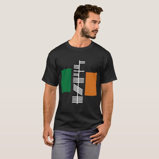 T-shirt Ogham texte "Irlande" chemise noire (Devant entier)