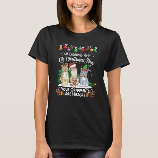 T-shirt Oh Arbre de Noël Vos Ornements Sont Histoire Chat (Devant)