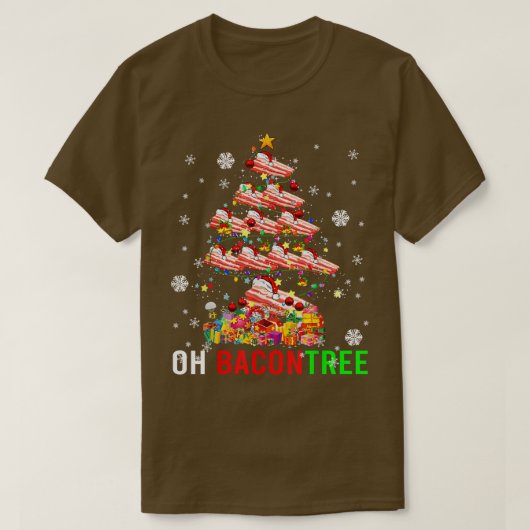 T-shirt Oh Bacon Tree Funky Xmas Tree Lights Père Noël Bac (Design devant)