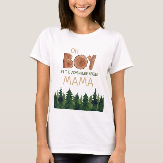 T-shirt Oh Boy Mama Baby shower boisé (Devant)