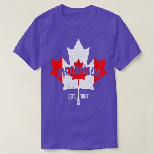 T-shirt Oh Canada Canadian Flag Maple Leaf Est  (Design devant)
