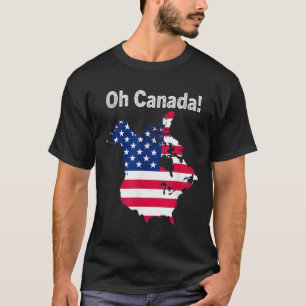 T-shirt Oh Canada Trump Carte Du Drapeau Américain Moitié