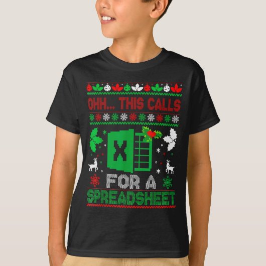 T-shirt Oh ceci appelle un pull de Noël de feuille de calc (Devant)