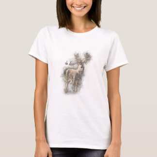 T-shirt Oh cerfs communs - illustration d'aquarelle de