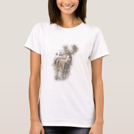 T-shirt Oh cerfs communs - illustration d'aquarelle de (Devant)