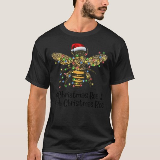 T-shirt Oh Christmas Bee - Bee Santa Hat - Christmas Light (Devant)