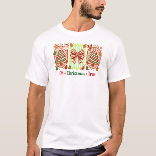 T-shirt Oh Christmas Tree Gingerbread Art Bow (Devant)