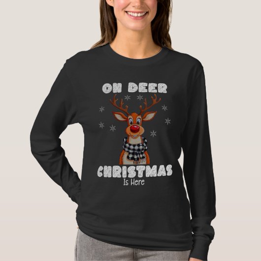 T-shirt Oh Deer Christmas Is Here, Joli Christmas Deer (Devant)