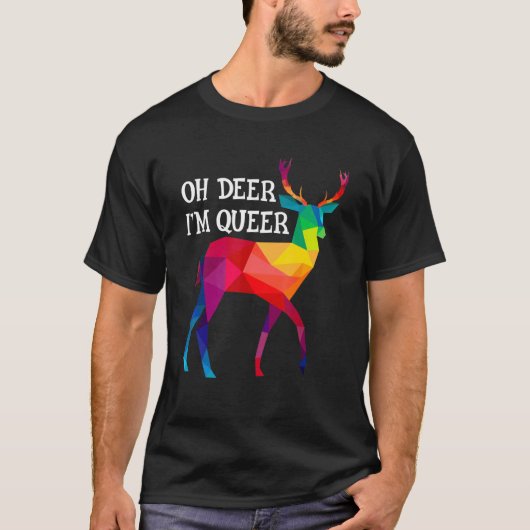 T-shirt Oh Deer Je suis Queer Lgbt Rainbow Deer Gay pride (Devant)