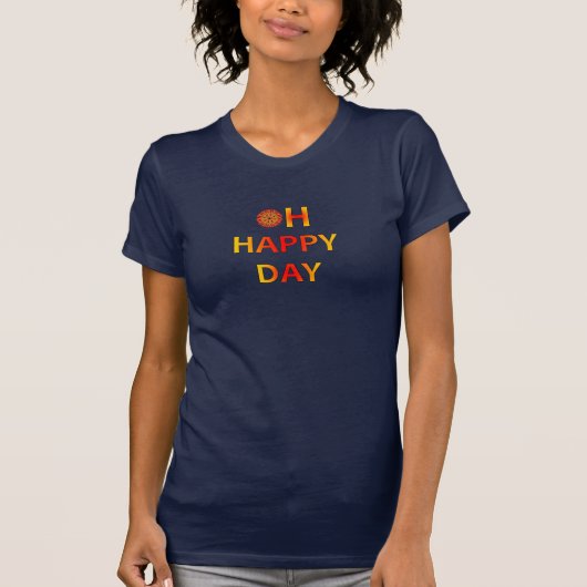 T-shirt "Oh Happy Day" avec une fleur abstraite d'automne (Devant)
