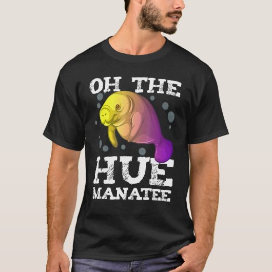 T-shirt Oh Hue Manatee Rainbow Cow Funny (Devant)