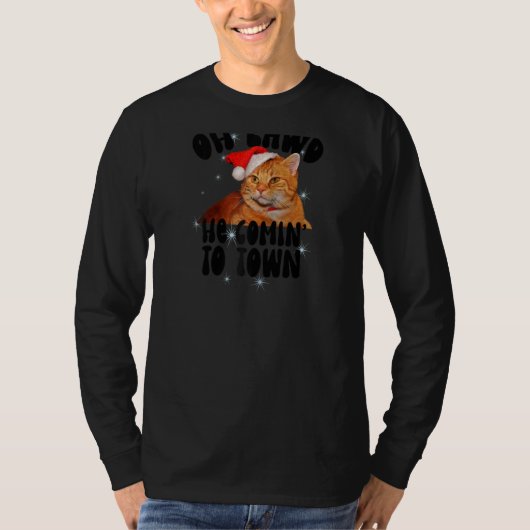T-shirt Oh Lawd'He Comin' Chonk Christmas Chat Meme Drôle  (Devant)