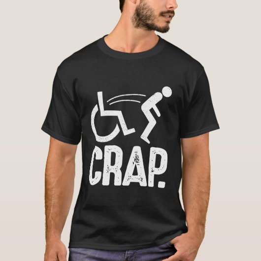 T-shirt Oh merde Sarcastique chute Handicap Funny Wheelcha (Devant)