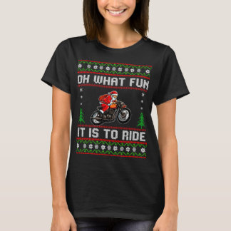 T-shirt Oh Quel Amusement C'Est De Circuler Moto Père Noël