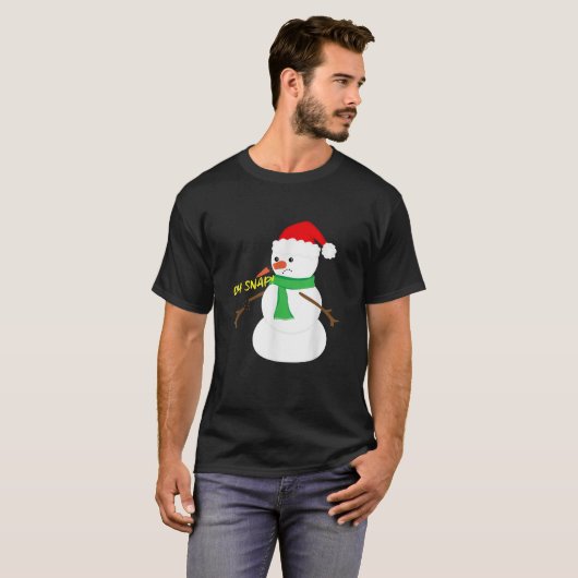 T-shirt Oh Snap Broken Nose Arm Snowman Noël T Chemise (Devant entier)