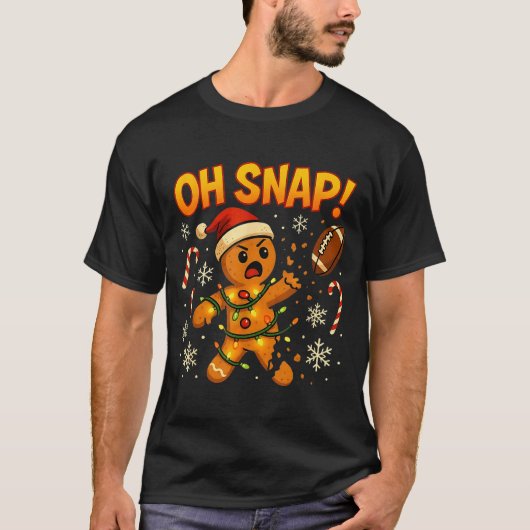 T-shirt Oh Snap Funny Gingerbread Football Christmas Light (Devant)