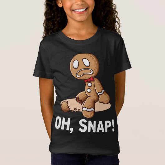 T-Shirt Oh Snap Gingerbread Cookie Man Broyé Jambe Amputé (Devant)