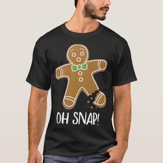 T-shirt Oh Snap Gingerbread Man Cookie Broken Leg Funny (Devant)