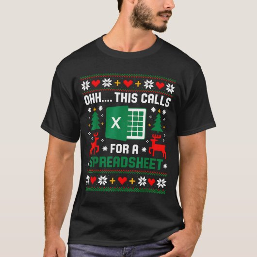 T-shirt Oh This Calls For A Spreadsheet Christmas Santa Ex (Devant)