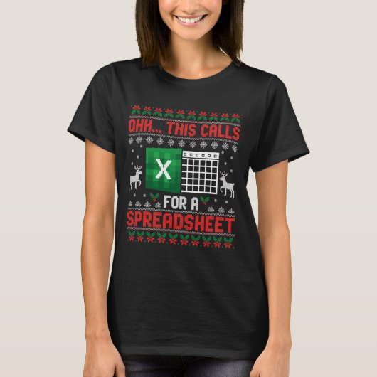 T-shirt Oh This Calls For A Spreadsheet Christmas Sweater (Devant)