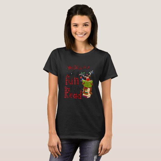 T-shirt Oh What Fun It Is To Read Christmas Reindeer Leopa (Devant entier)
