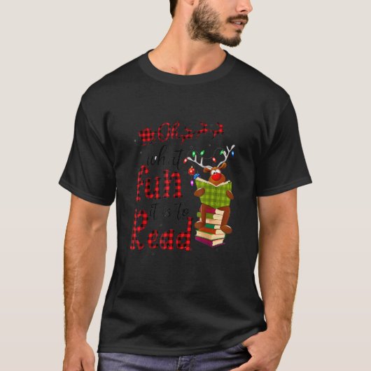 T-shirt Oh What Fun It Is To Read Christmas Reindeer Leopa (Devant)