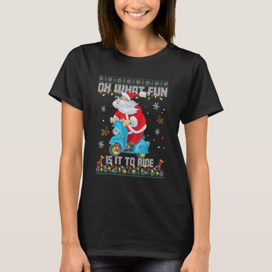 T-shirt Oh What Fun It Is To Ride Santa Riding Motorcycle  (Devant)
