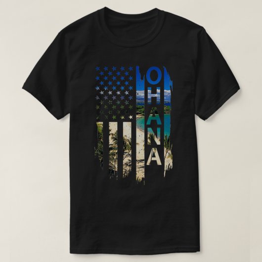 T-shirt Ohana hawaii Summer Sunset Drapeau américain Patri (Design devant)