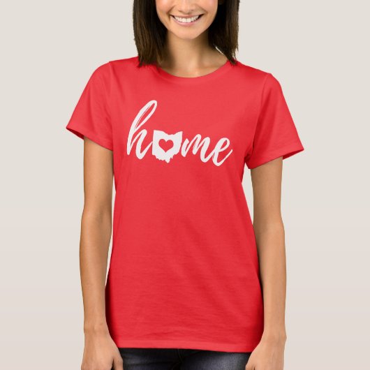T-shirt Ohio Home Love Script State Heart (Devant)