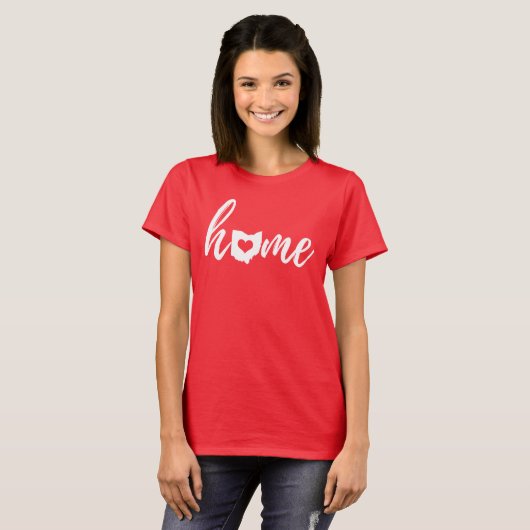 T-shirt Ohio Home Love Script State Heart (Devant entier)