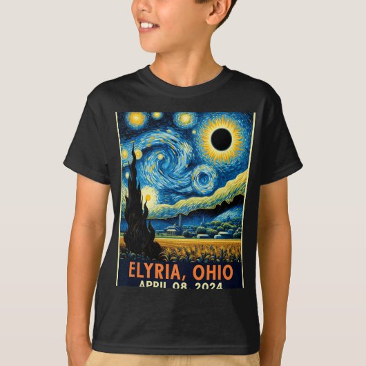 T-shirt Ohio Total Solar Eclipse 2024 Starry Night Van Gog (Devant)