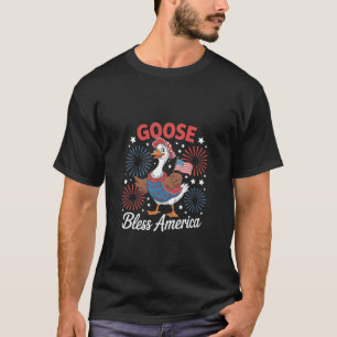 T-shirt Oie Bless America Goose Bird 4 juillet