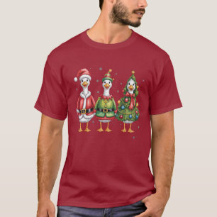 T-shirt Oie de Noël vintage Santa Duck Oie Idiote