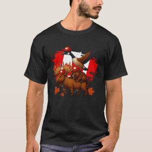 T-shirt Oie drôle Castor Orignal Feuille d'érable Drapeau