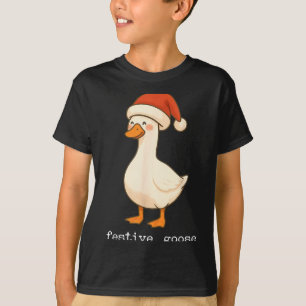 T-shirt Oie festive et Mpy Chapeau de Père Noël Lumière de