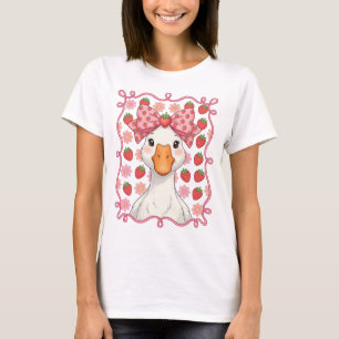 T-shirt Oie fraise femme été noeud
