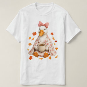 T-shirt Oie Ridicule Plaid de Café de Fleur de Cerisier d