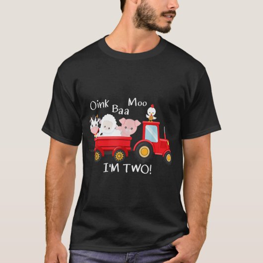 T-shirt Oink Baa Moo Im 2 Thème Ferme Anniversaire Trace (Devant)