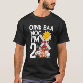 T-shirt Oink Baa Moo J'ai 2 ans pour célébrer la naissance (Devant)