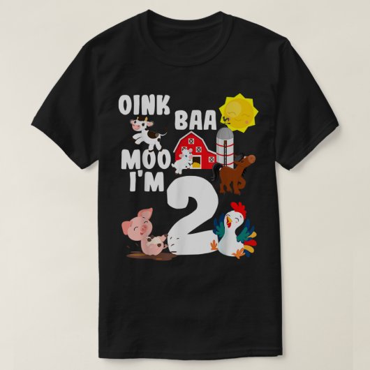 T-shirt Oink Baa Moo Je suis 2 Animaux de ferme Thème Anni (Design devant)