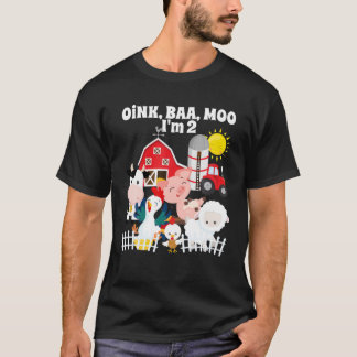 T-shirt Oink Baa Moo Je suis 2 ferme fête d'anniversaire 2