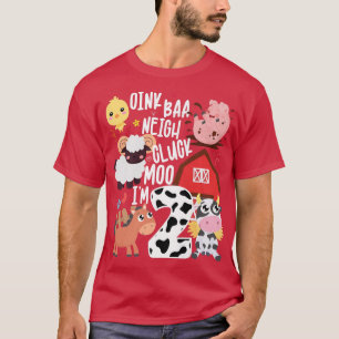 T-shirt Oink Baa Neigh Cluck Moo I'm Two 2 Farmer 2e Birt