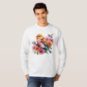 T-shirt Oiseau à Fleur Rose (Devant entier)