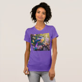 T-shirt Oiseau à poitrine jaune violet (Devant entier)