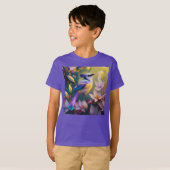 T-shirt Oiseau à poitrine jaune violet (Devant entier)